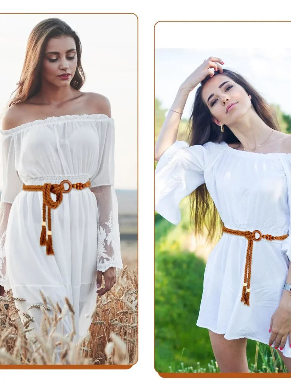 TIESOME Women's Tassel Braided Waist Belt, Skinny Woven Belt for Dress Waist Bel